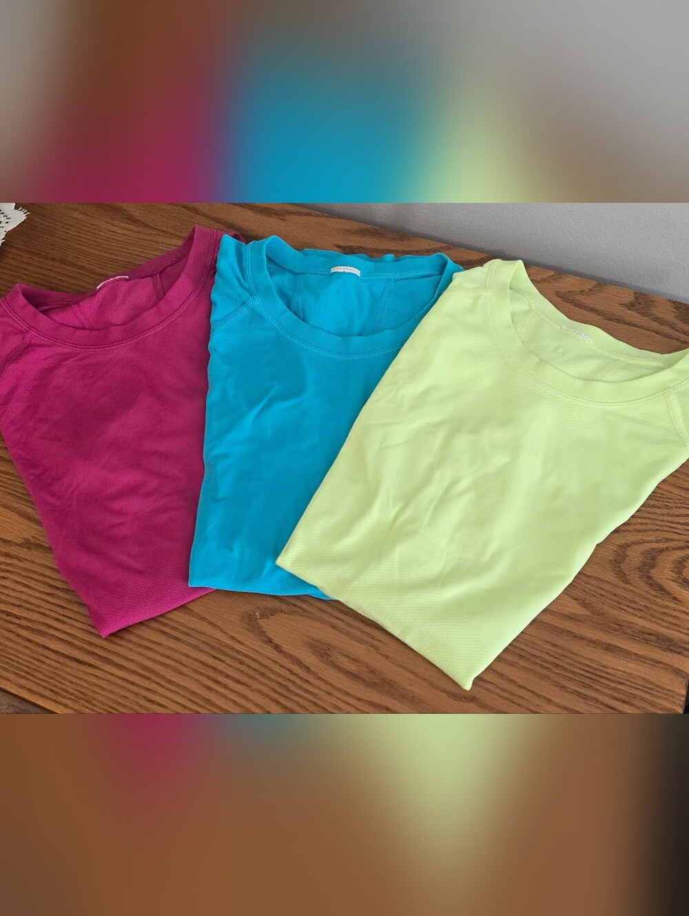 Athleta SS Performance Tee Bundle (3) Magenta Blue Yellow Size XS